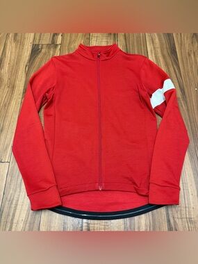 Rapha Long Sleeve Jersey Mens Medium Merino Wool Blend Cycling Full Zip Red